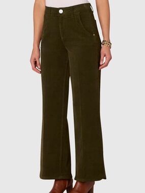 NWT Democracy Absolution Skyrise Wide Leg Green Corduroy Pants. Size 12